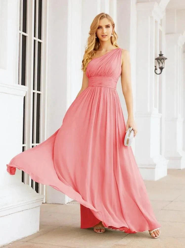 Numbersea One Shoulder Bridesmaid Dresses Long Maxi Formal Evening Party Prom Gowns 28061 - Image 88