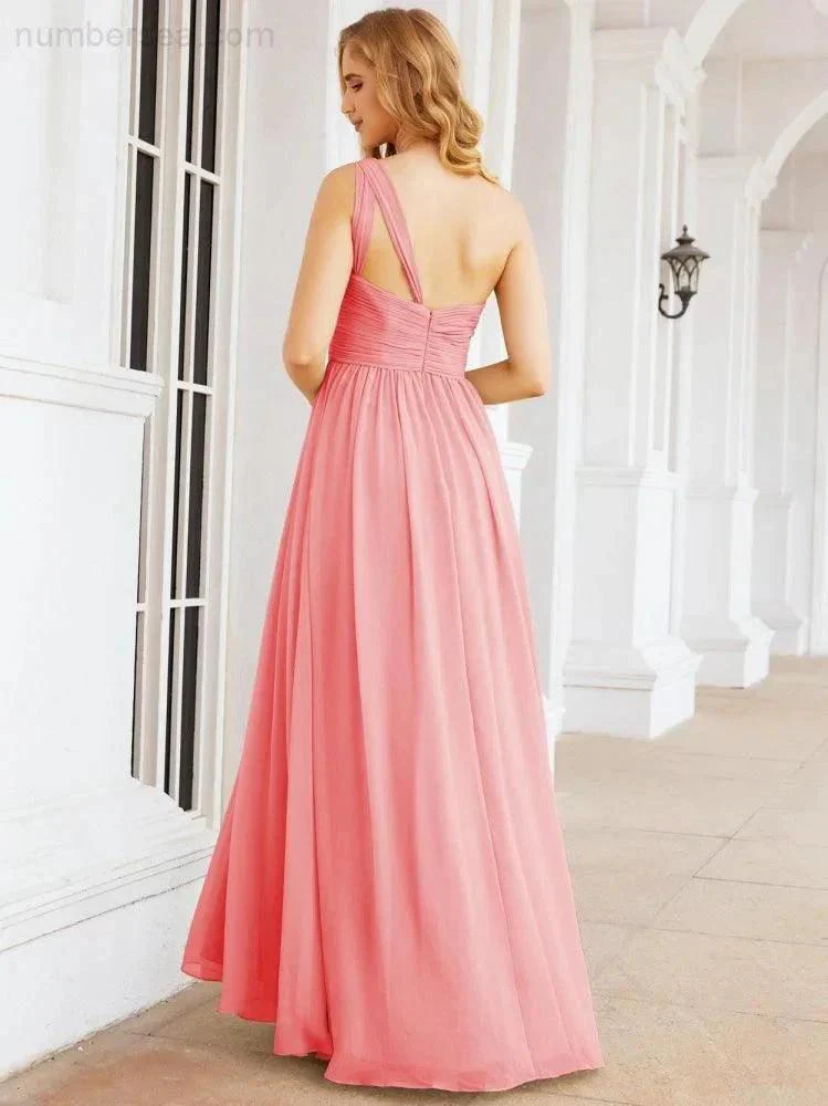 Numbersea One Shoulder Bridesmaid Dresses Long Maxi Formal Evening Party Prom Gowns 28061 - Image 89