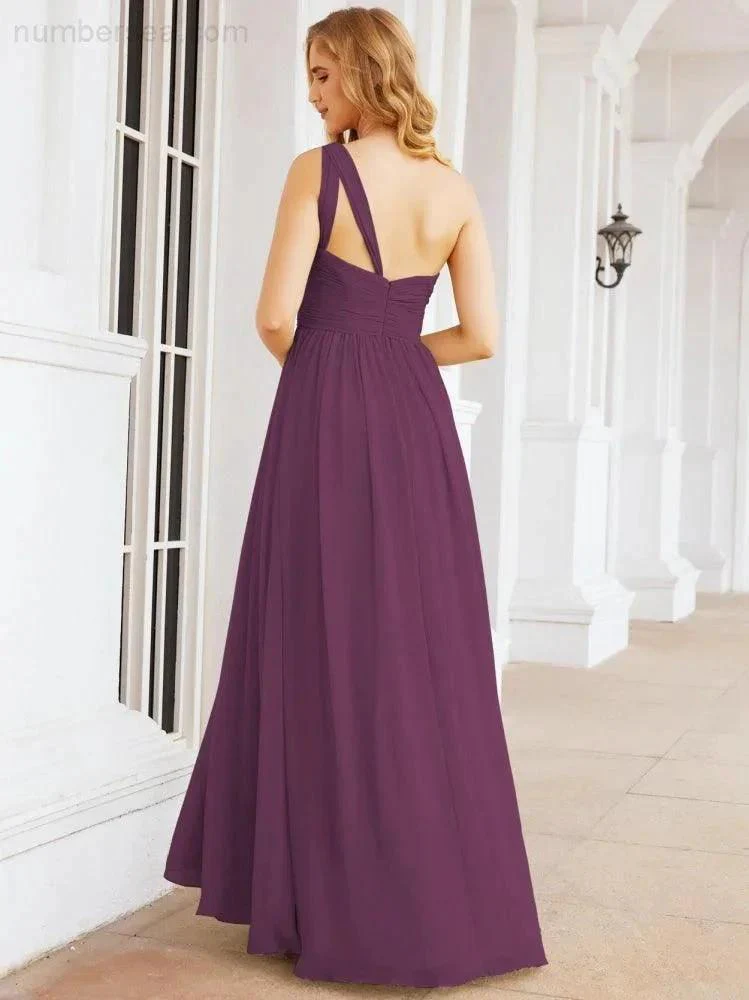 Numbersea One Shoulder Bridesmaid Dresses Long Maxi Formal Evening Party Prom Gowns 28061 - Image 92