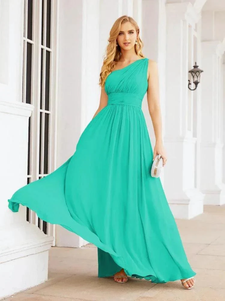 Numbersea One Shoulder Bridesmaid Dresses Long Maxi Formal Evening Party Prom Gowns 28061 - Image 94
