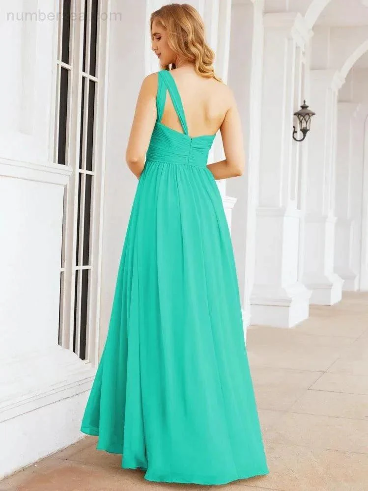 Numbersea One Shoulder Bridesmaid Dresses Long Maxi Formal Evening Party Prom Gowns 28061 - Image 95