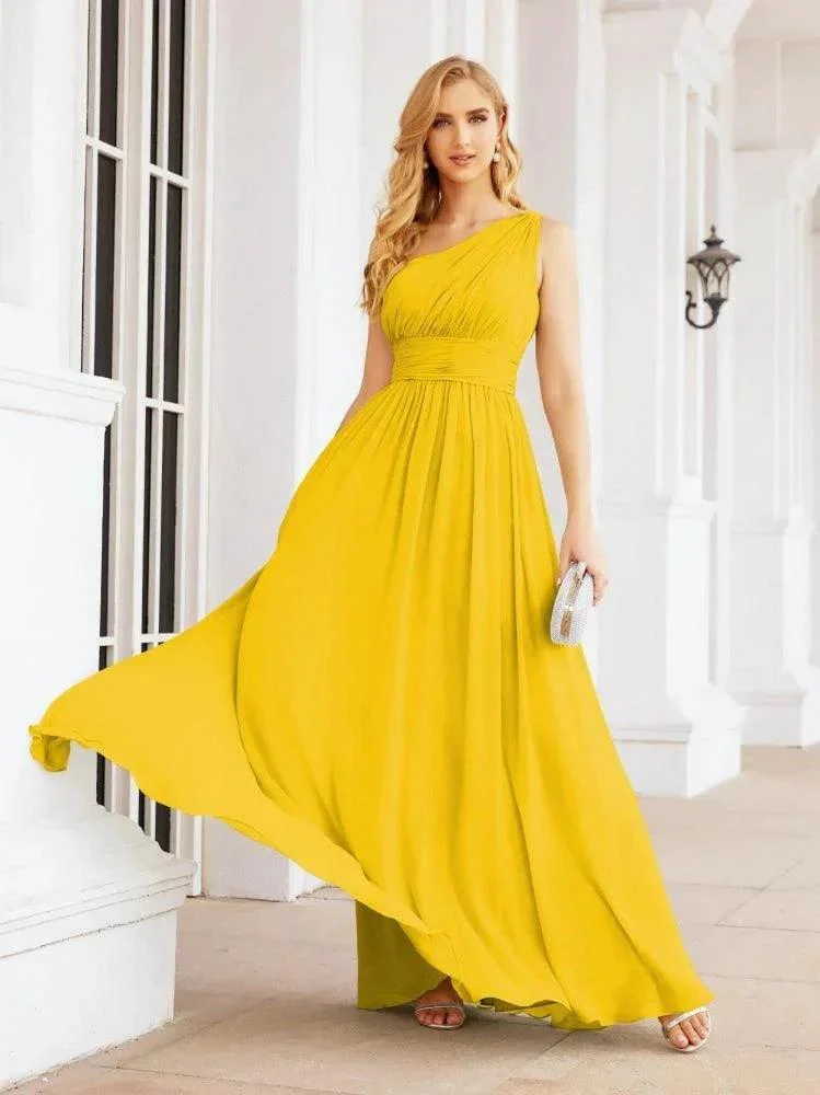 Numbersea One Shoulder Bridesmaid Dresses Long Maxi Formal Evening Party Prom Gowns 28061 - Image 97