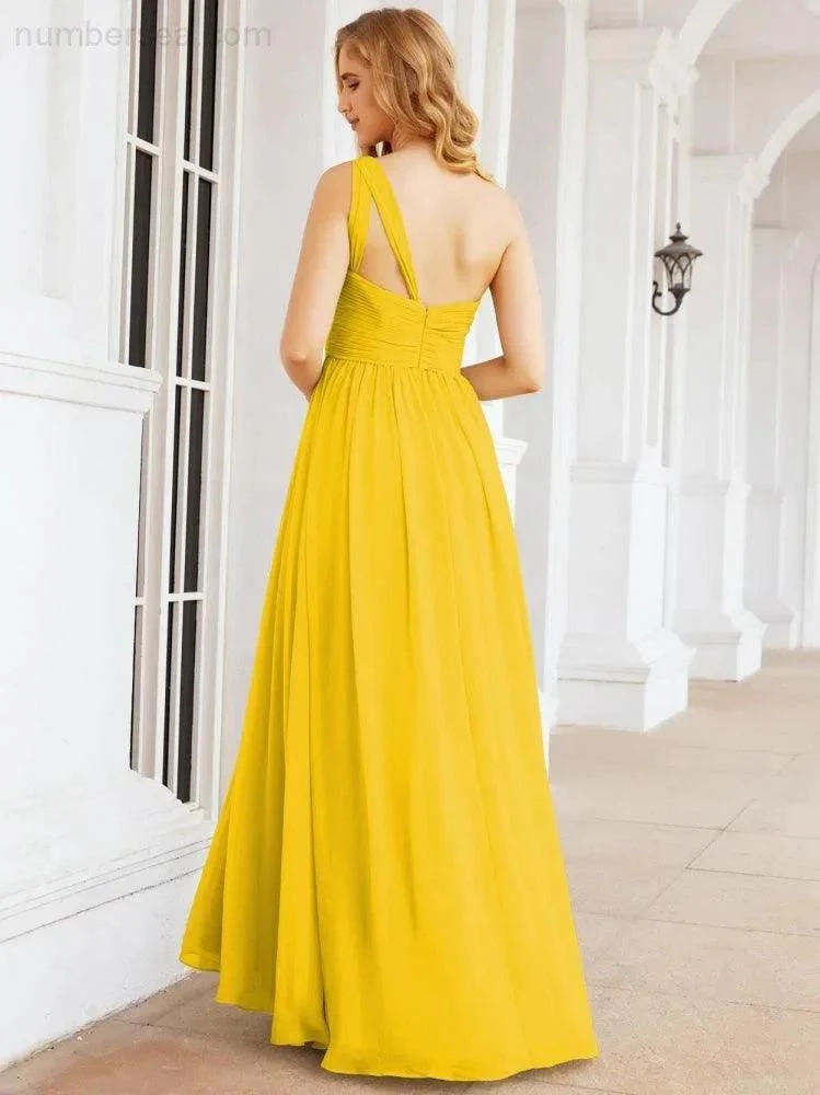Numbersea One Shoulder Bridesmaid Dresses Long Maxi Formal Evening Party Prom Gowns 28061 - Image 98