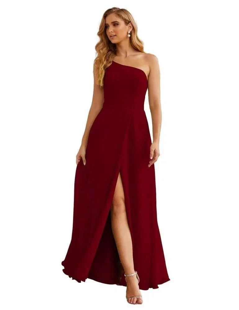 Numbersea One Shoulder Chiffon Bridesmaid Dresses Long Formal Homecoming Prom Gowns for Women Party Wedding Evening SEA28052 - Image 11
