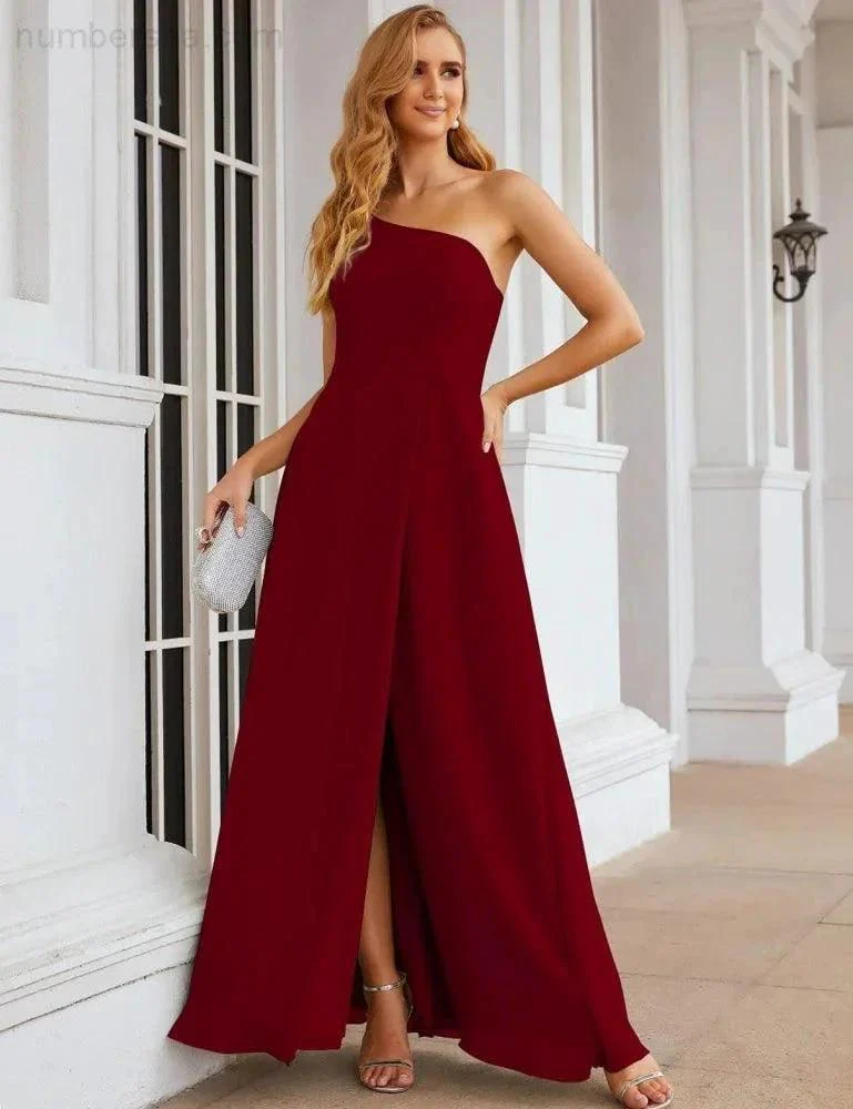 Numbersea One Shoulder Chiffon Bridesmaid Dresses Long Formal Homecoming Prom Gowns for Women Party Wedding Evening SEA28052 - Image 13