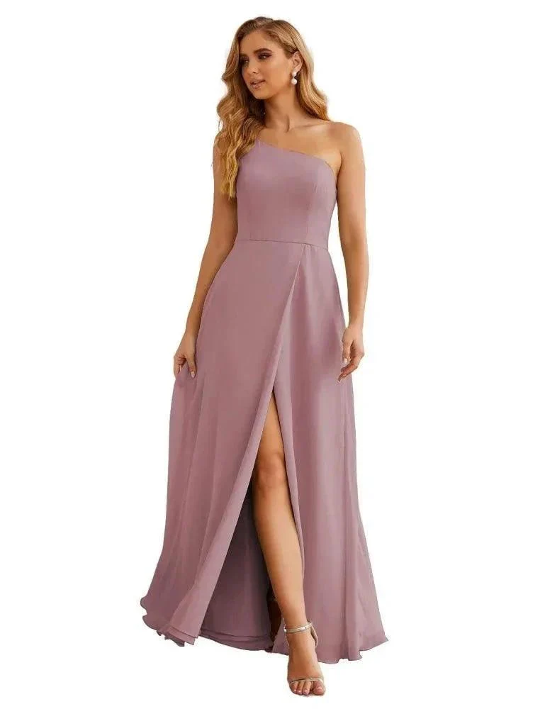 Numbersea One Shoulder Chiffon Bridesmaid Dresses Long Formal Homecoming Prom Gowns for Women Party Wedding Evening SEA28052 - Image 16