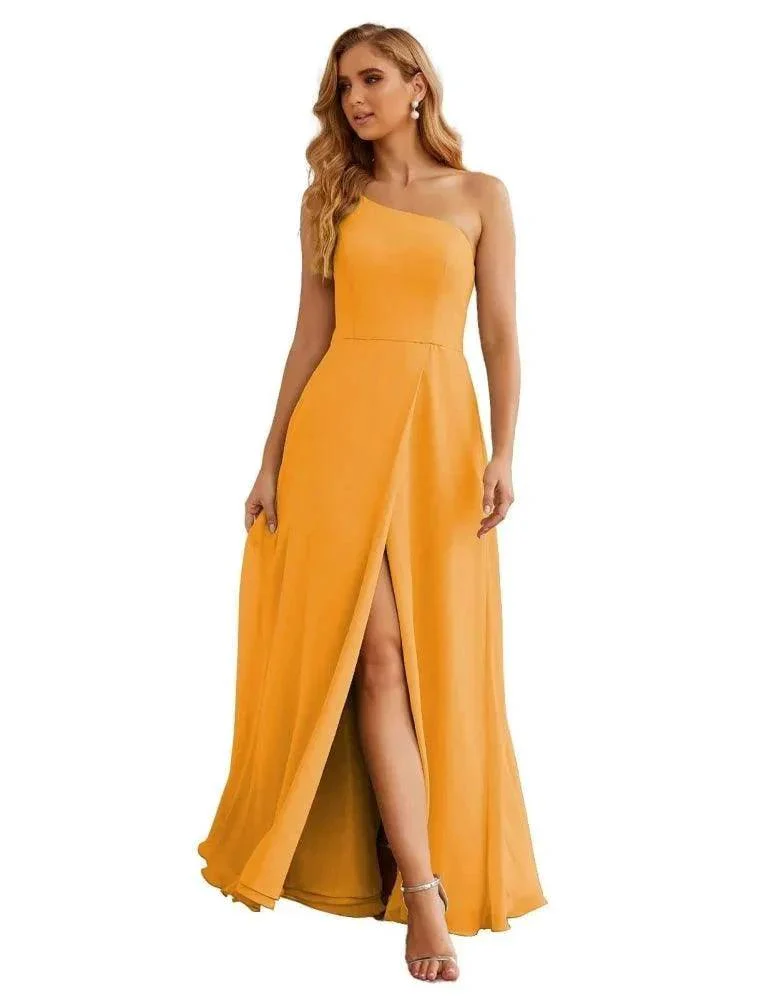 Numbersea One Shoulder Chiffon Bridesmaid Dresses Long Formal Homecoming Prom Gowns for Women Party Wedding Evening SEA28052 - Image 6