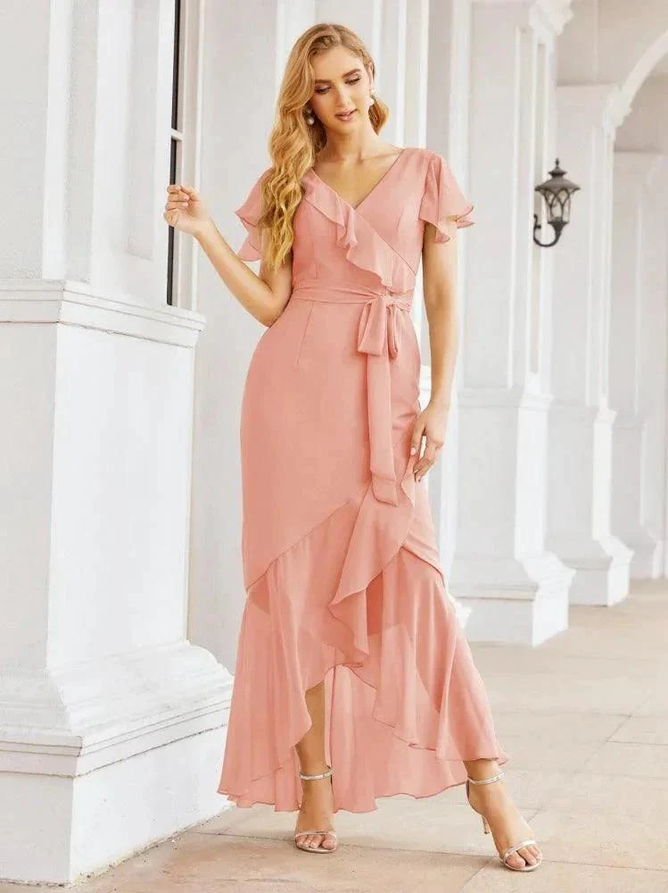 Numbersea Ruffled Bridesmaid Dresses Mermaid Formal Violin Evening Party Prom Gowns 28042 - Image 11