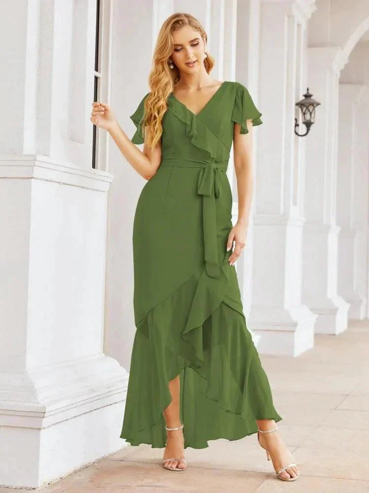 Numbersea Ruffled Bridesmaid Dresses Mermaid Formal Violin Evening Party Prom Gowns 28042 - Image 13