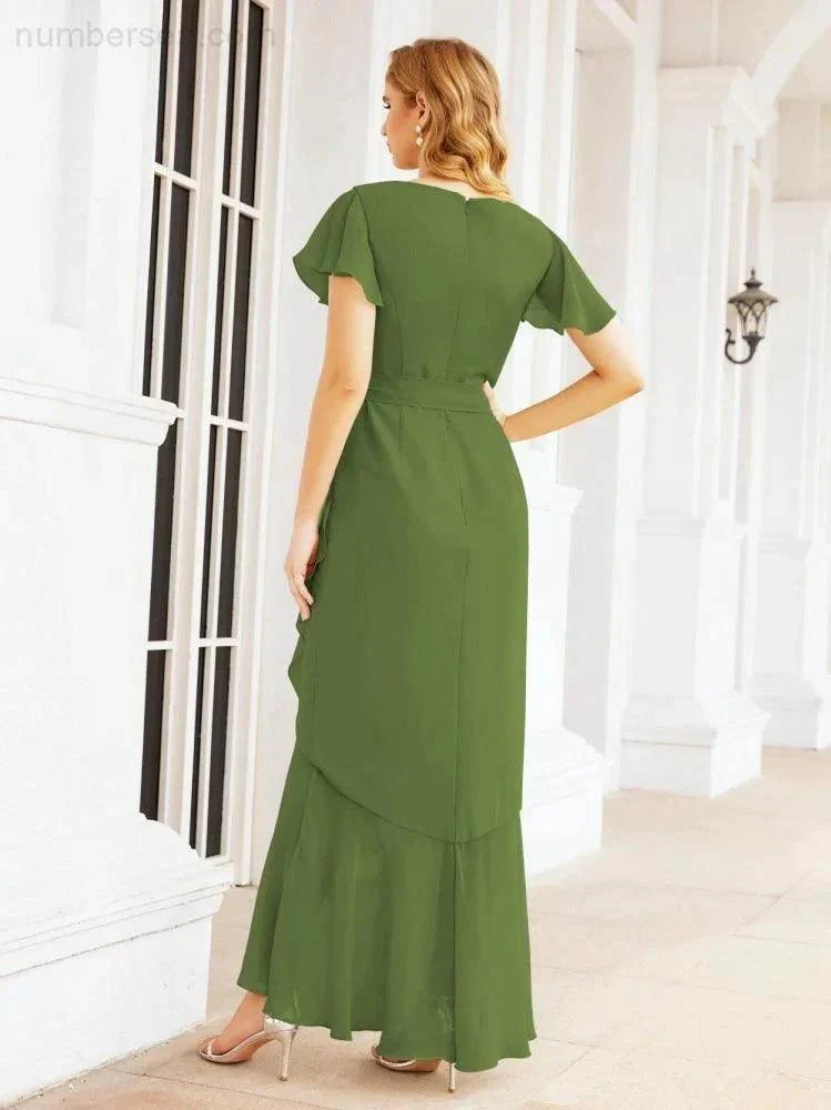 Numbersea Ruffled Bridesmaid Dresses Mermaid Formal Violin Evening Party Prom Gowns 28042 - Image 14