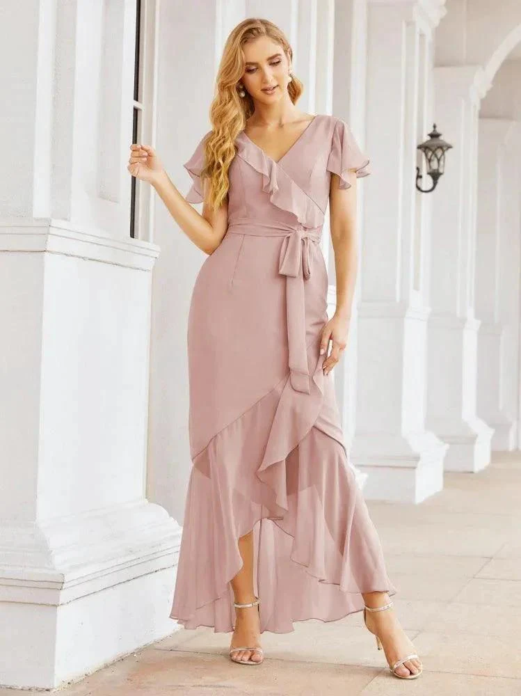 Numbersea Ruffled Bridesmaid Dresses Mermaid Formal Violin Evening Party Prom Gowns 28042 - Image 17