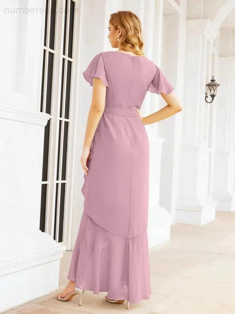 Numbersea Ruffled Bridesmaid Dresses Mermaid Formal Violin Evening Party Prom Gowns 28042 - Image 2