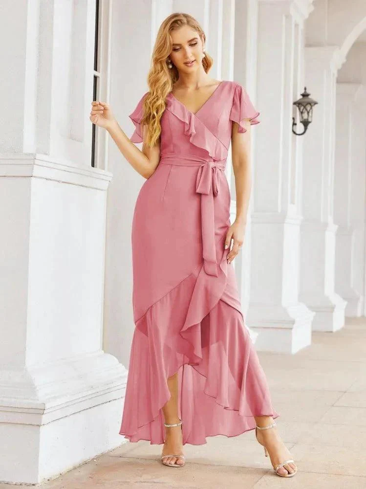 Numbersea Ruffled Bridesmaid Dresses Mermaid Formal Violin Evening Party Prom Gowns 28042 - Image 21