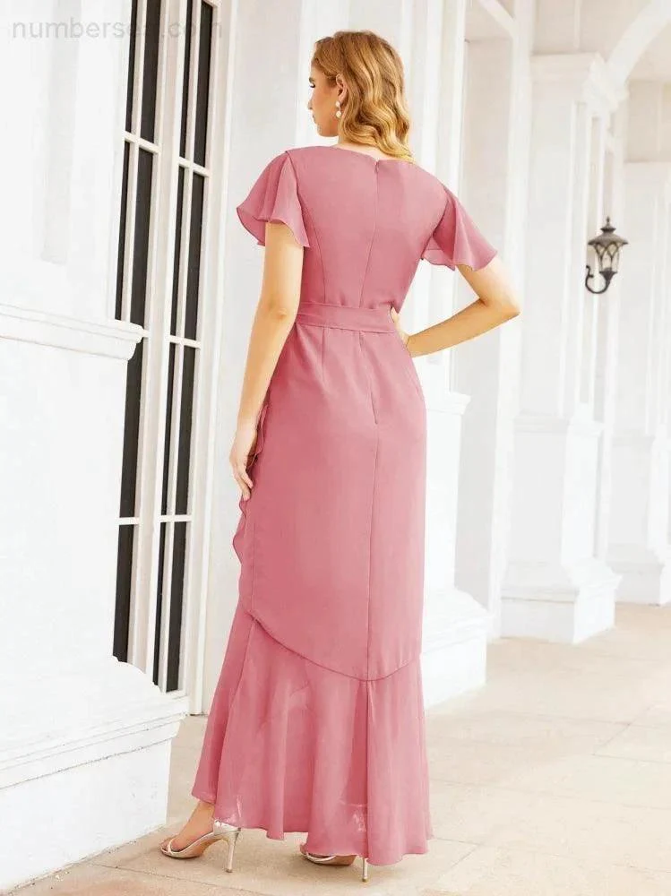 Numbersea Ruffled Bridesmaid Dresses Mermaid Formal Violin Evening Party Prom Gowns 28042 - Image 22