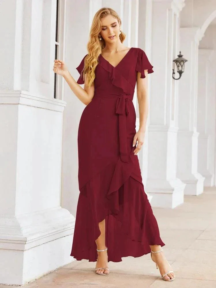 Numbersea Ruffled Bridesmaid Dresses Mermaid Formal Violin Evening Party Prom Gowns 28042 - Image 23