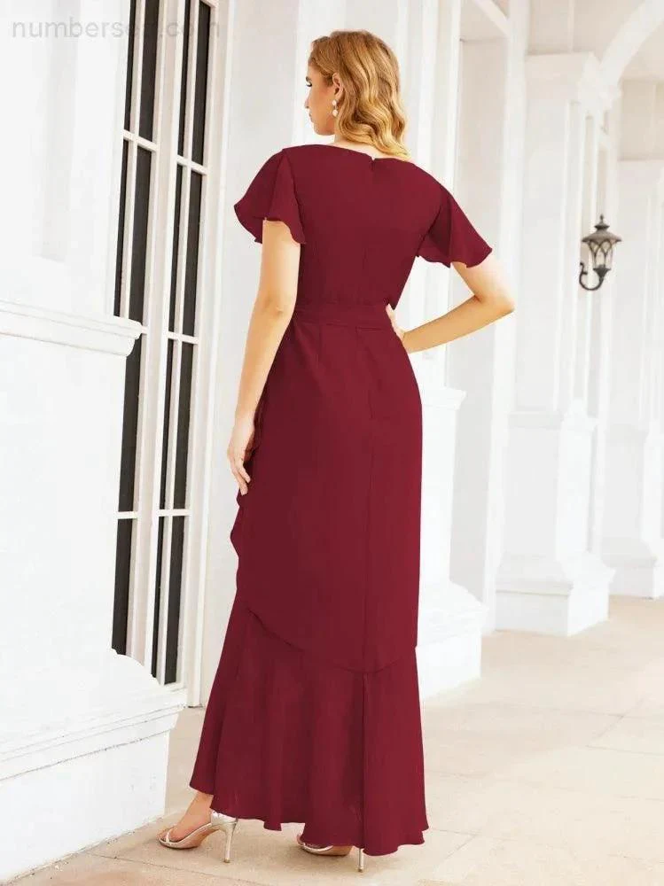Numbersea Ruffled Bridesmaid Dresses Mermaid Formal Violin Evening Party Prom Gowns 28042 - Image 24