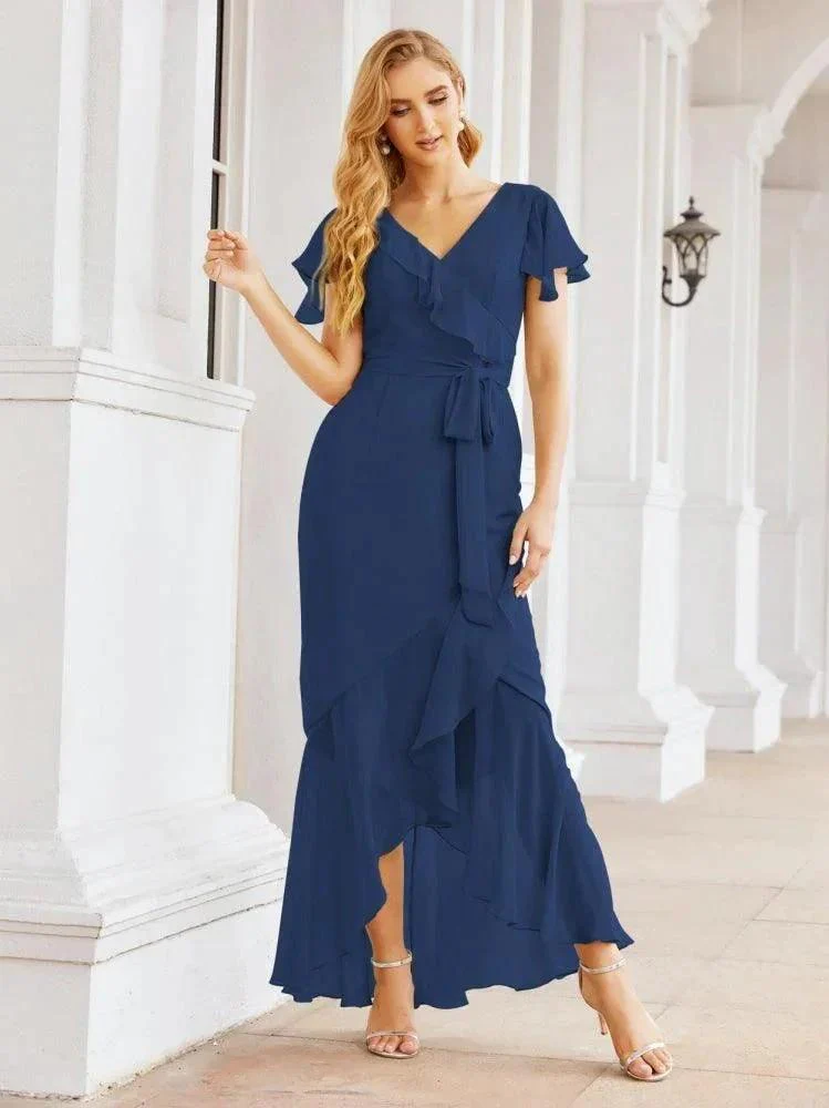Numbersea Ruffled Bridesmaid Dresses Mermaid Formal Violin Evening Party Prom Gowns 28042 - Image 25