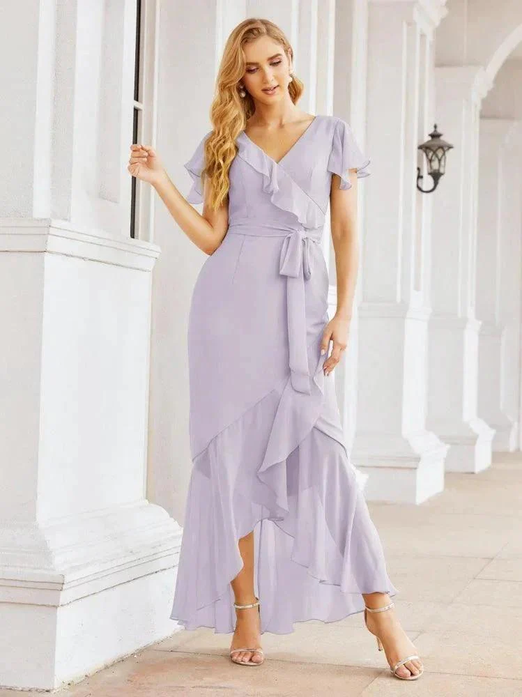 Numbersea Ruffled Bridesmaid Dresses Mermaid Formal Violin Evening Party Prom Gowns 28042 - Image 27