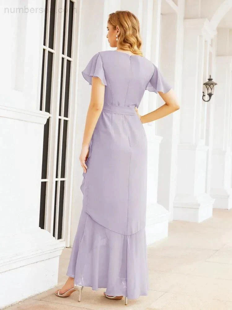 Numbersea Ruffled Bridesmaid Dresses Mermaid Formal Violin Evening Party Prom Gowns 28042 - Image 28