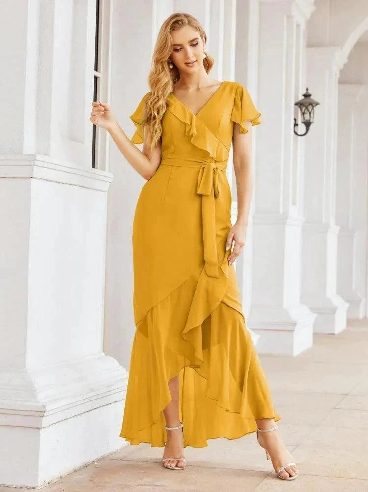 Numbersea Ruffled Bridesmaid Dresses Mermaid Formal Violin Evening Party Prom Gowns 28042 - Image 3
