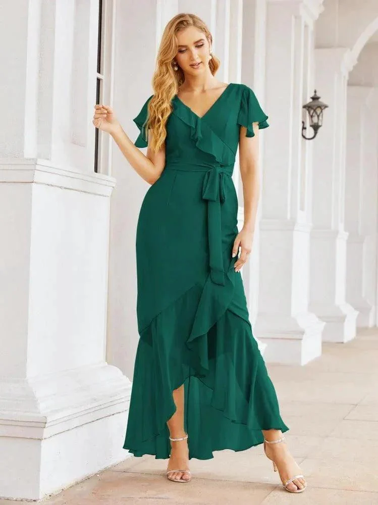 Numbersea Ruffled Bridesmaid Dresses Mermaid Formal Violin Evening Party Prom Gowns 28042 - Image 33