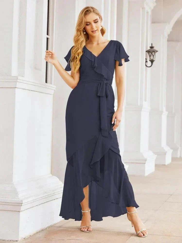 Numbersea Ruffled Bridesmaid Dresses Mermaid Formal Violin Evening Party Prom Gowns 28042 - Image 35