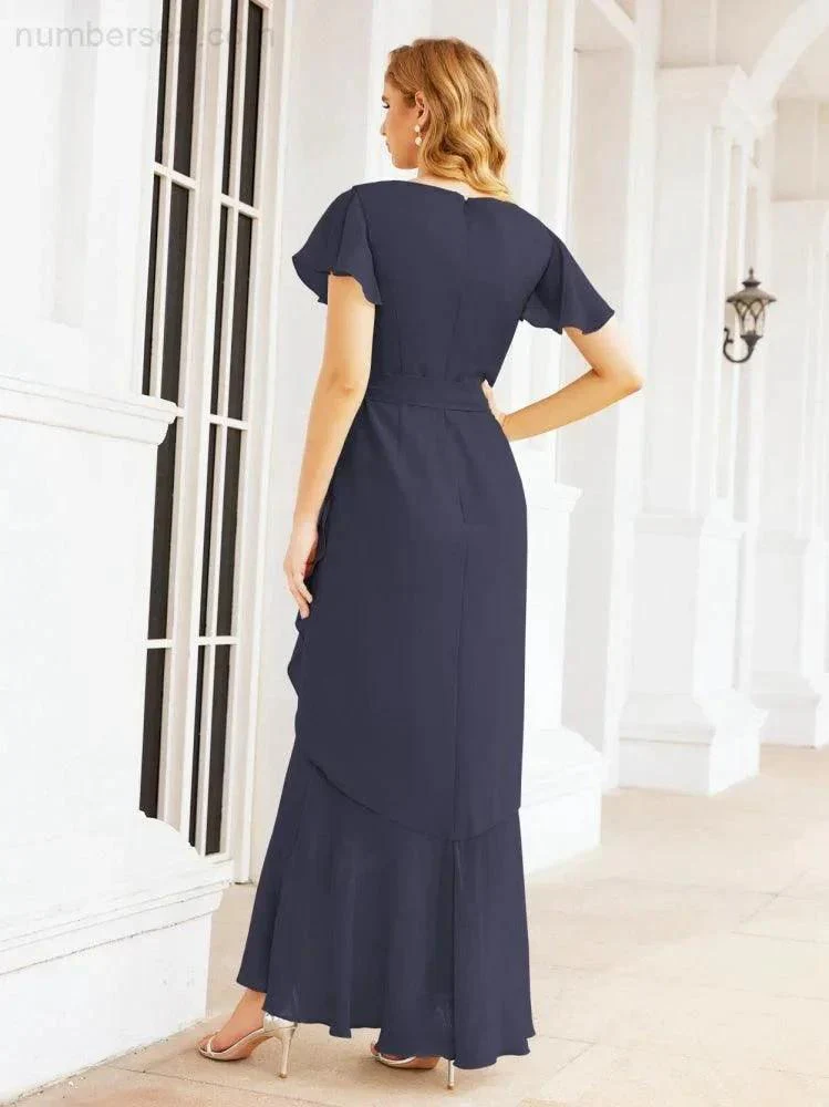 Numbersea Ruffled Bridesmaid Dresses Mermaid Formal Violin Evening Party Prom Gowns 28042 - Image 36