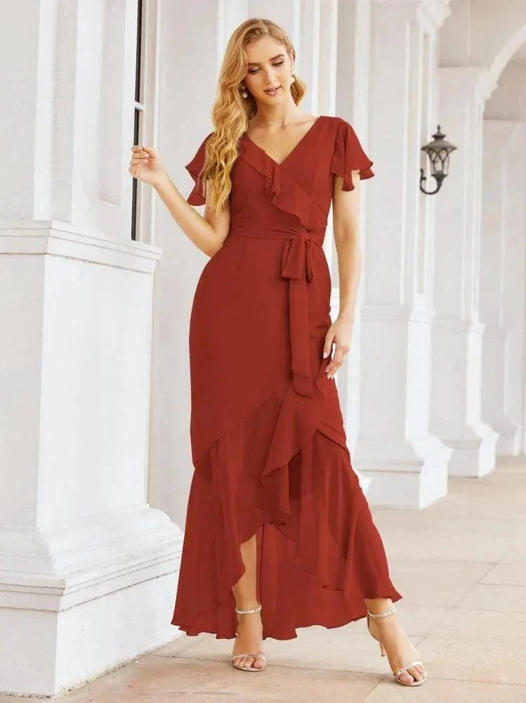Numbersea Ruffled Bridesmaid Dresses Mermaid Formal Violin Evening Party Prom Gowns 28042 - Image 37