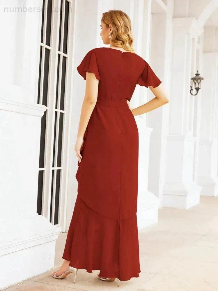 Numbersea Ruffled Bridesmaid Dresses Mermaid Formal Violin Evening Party Prom Gowns 28042 - Image 38