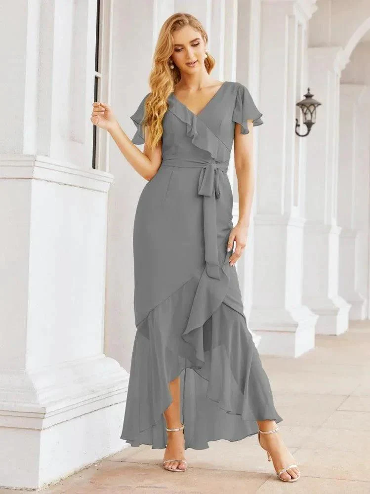 Numbersea Ruffled Bridesmaid Dresses Mermaid Formal Violin Evening Party Prom Gowns 28042 - Image 39
