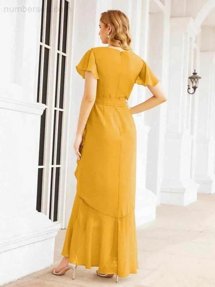 Numbersea Ruffled Bridesmaid Dresses Mermaid Formal Violin Evening Party Prom Gowns 28042 - Image 4