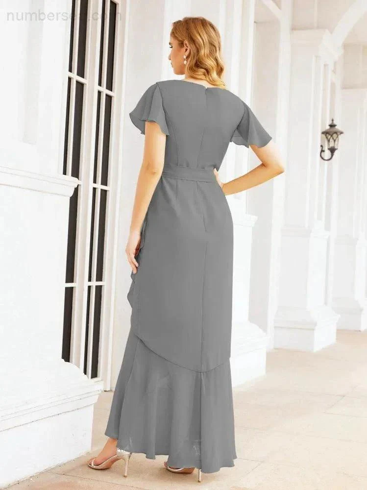 Numbersea Ruffled Bridesmaid Dresses Mermaid Formal Violin Evening Party Prom Gowns 28042 - Image 40