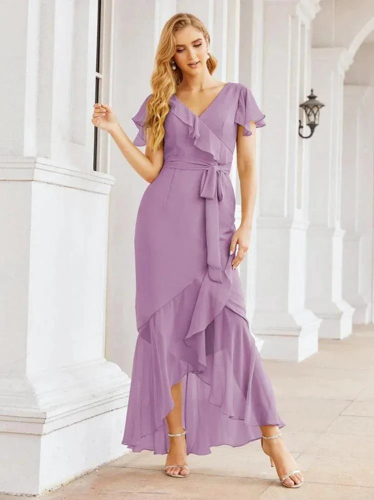 Numbersea Ruffled Bridesmaid Dresses Mermaid Formal Violin Evening Party Prom Gowns 28042 - Image 41