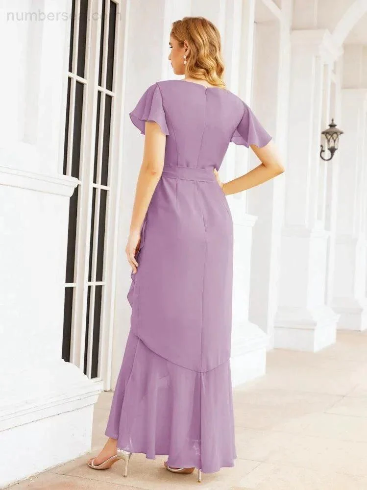 Numbersea Ruffled Bridesmaid Dresses Mermaid Formal Violin Evening Party Prom Gowns 28042 - Image 42
