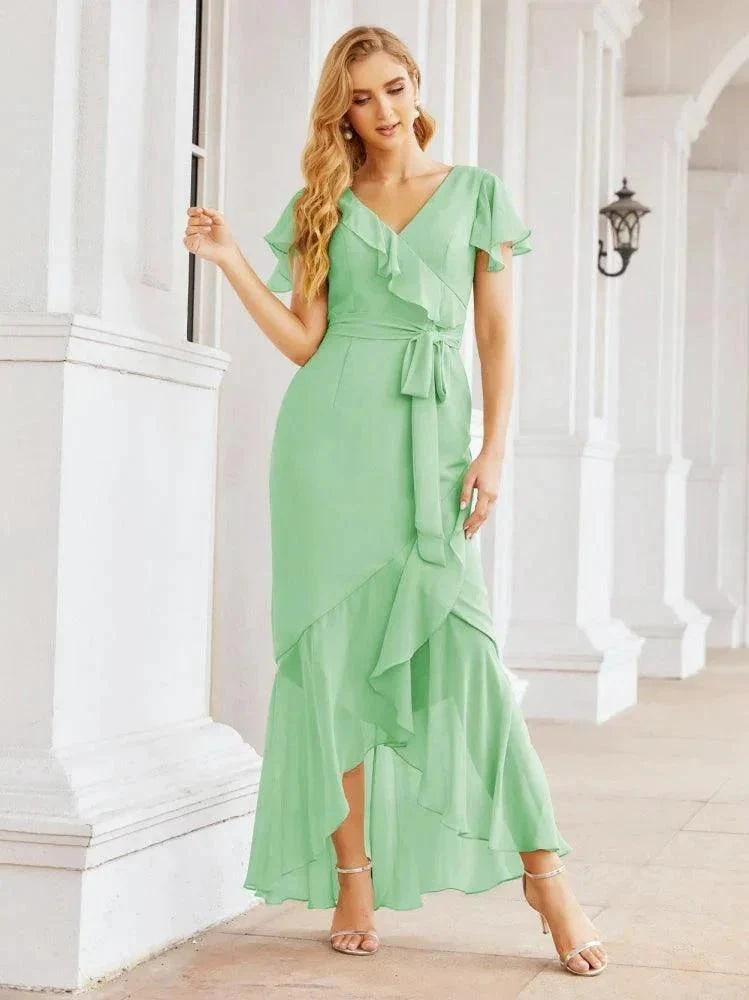 Numbersea Ruffled Bridesmaid Dresses Mermaid Formal Violin Evening Party Prom Gowns 28042 - Image 43