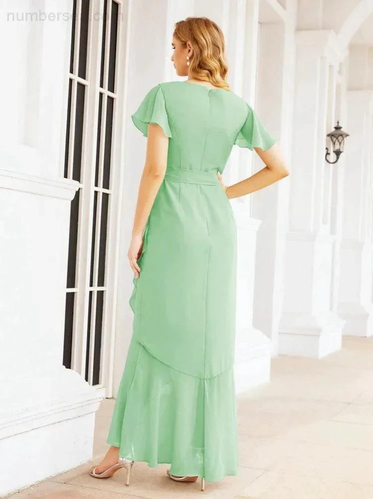 Numbersea Ruffled Bridesmaid Dresses Mermaid Formal Violin Evening Party Prom Gowns 28042 - Image 44
