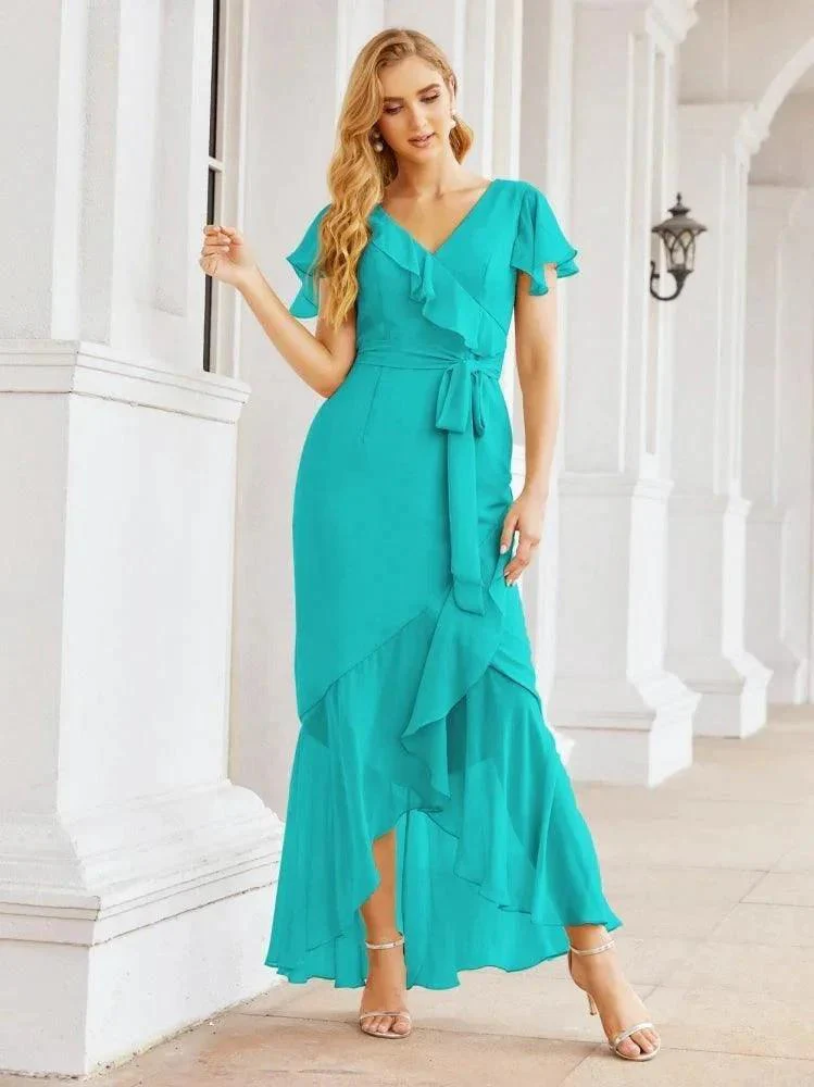 Numbersea Ruffled Bridesmaid Dresses Mermaid Formal Violin Evening Party Prom Gowns 28042 - Image 45