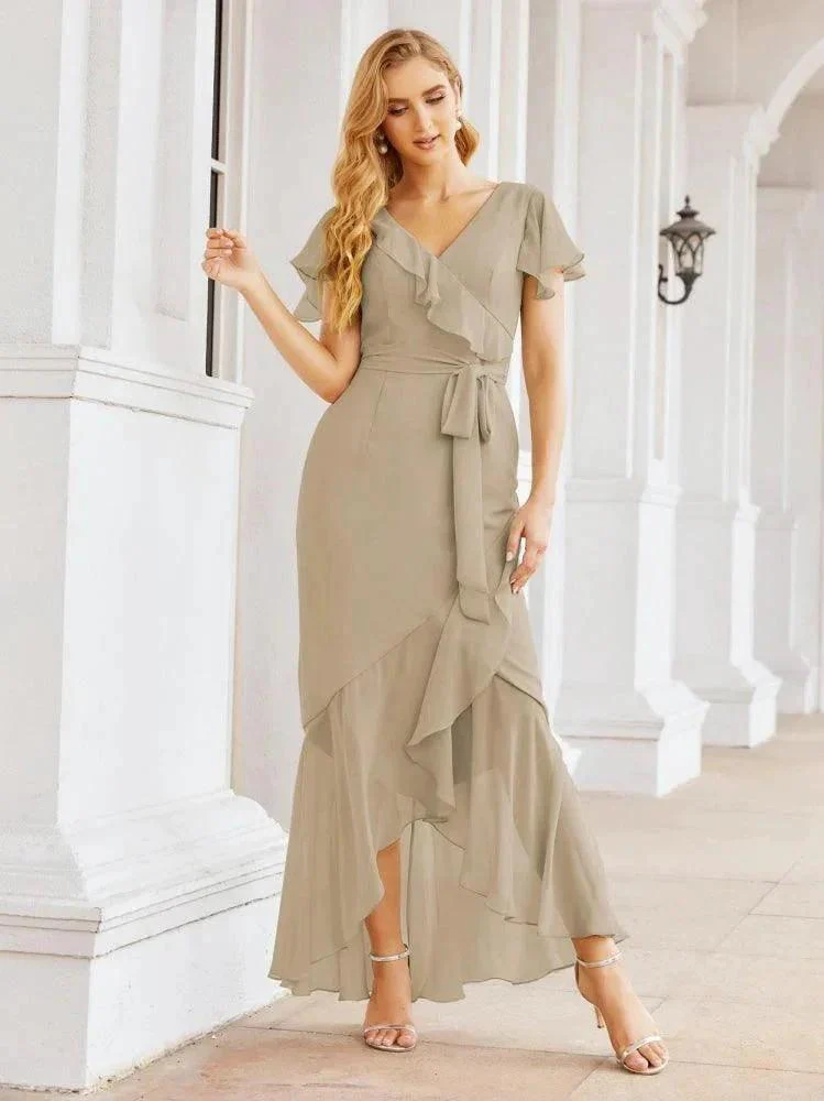 Numbersea Ruffled Bridesmaid Dresses Mermaid Formal Violin Evening Party Prom Gowns 28042 - Image 47