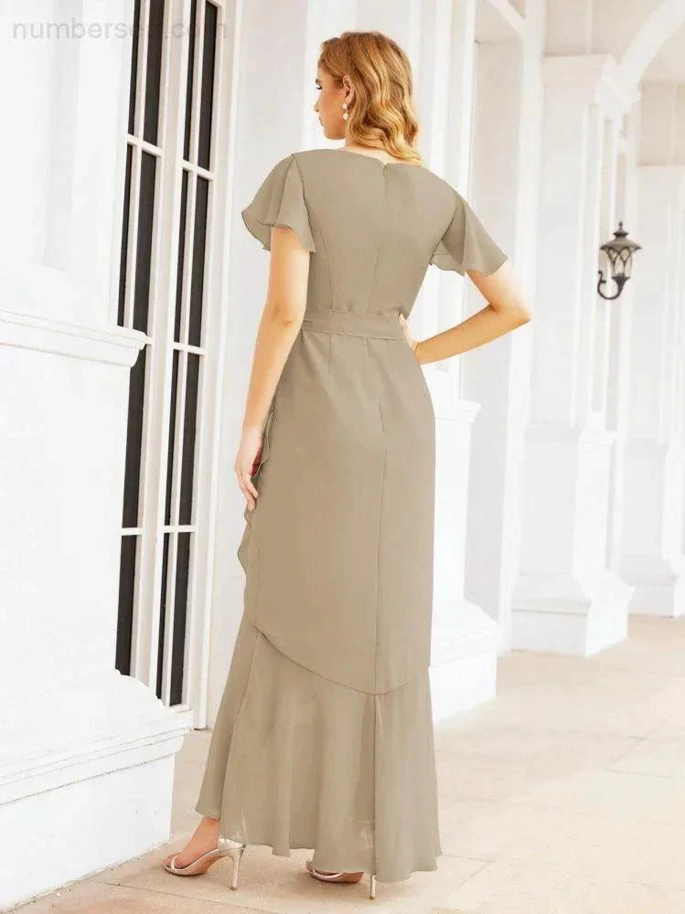 Numbersea Ruffled Bridesmaid Dresses Mermaid Formal Violin Evening Party Prom Gowns 28042 - Image 48