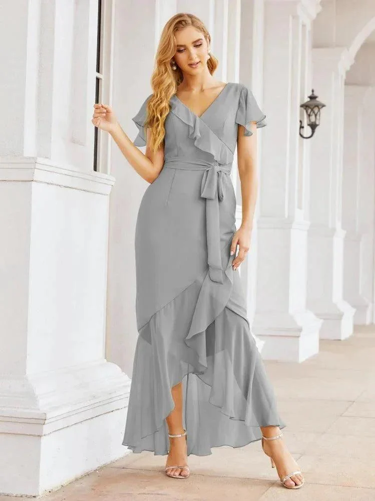 Numbersea Ruffled Bridesmaid Dresses Mermaid Formal Violin Evening Party Prom Gowns 28042 - Image 49