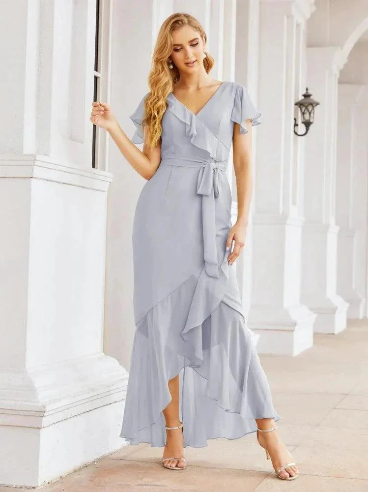 Numbersea Ruffled Bridesmaid Dresses Mermaid Formal Violin Evening Party Prom Gowns 28042 - Image 5
