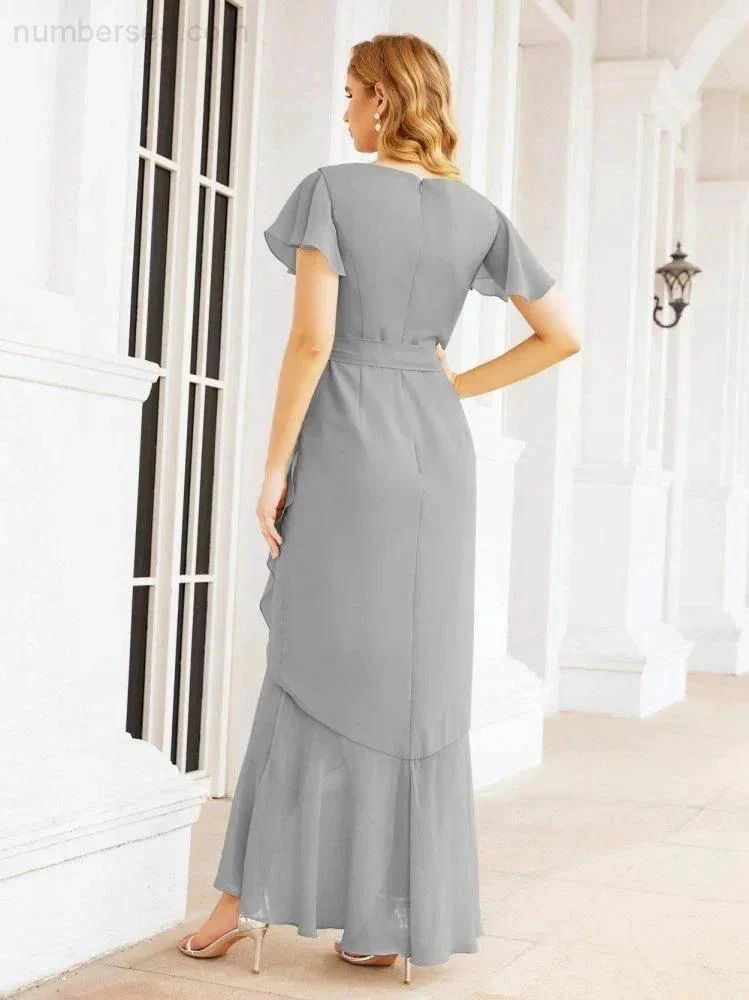 Numbersea Ruffled Bridesmaid Dresses Mermaid Formal Violin Evening Party Prom Gowns 28042 - Image 50