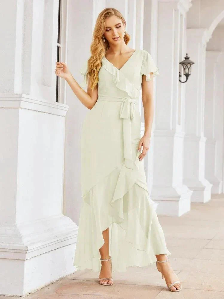 Numbersea Ruffled Bridesmaid Dresses Mermaid Formal Violin Evening Party Prom Gowns 28042 - Image 51