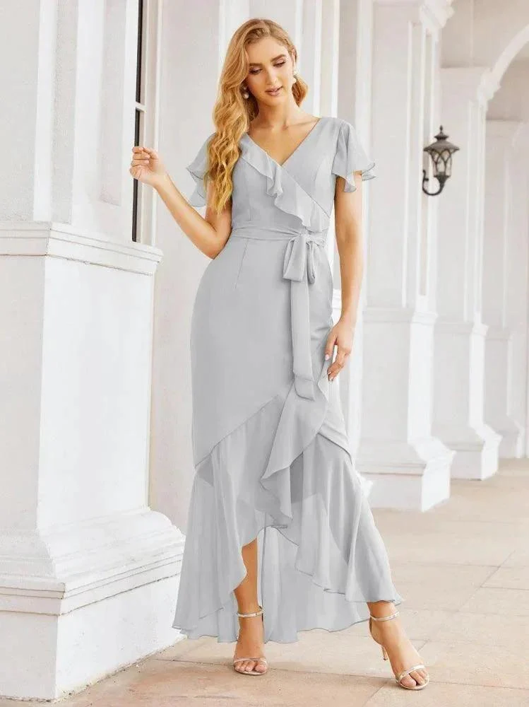 Numbersea Ruffled Bridesmaid Dresses Mermaid Formal Violin Evening Party Prom Gowns 28042 - Image 53