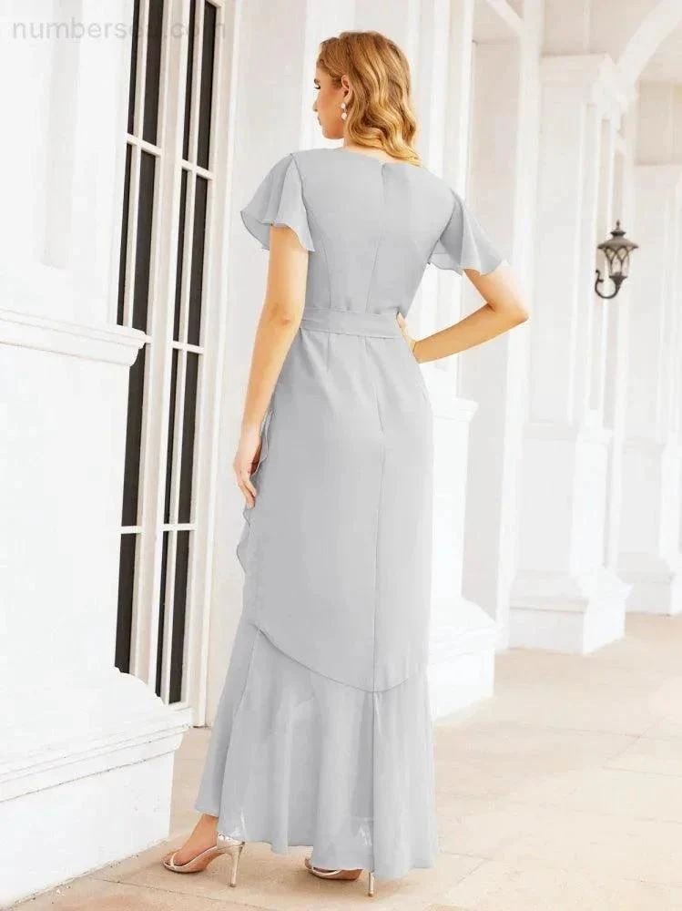 Numbersea Ruffled Bridesmaid Dresses Mermaid Formal Violin Evening Party Prom Gowns 28042 - Image 54