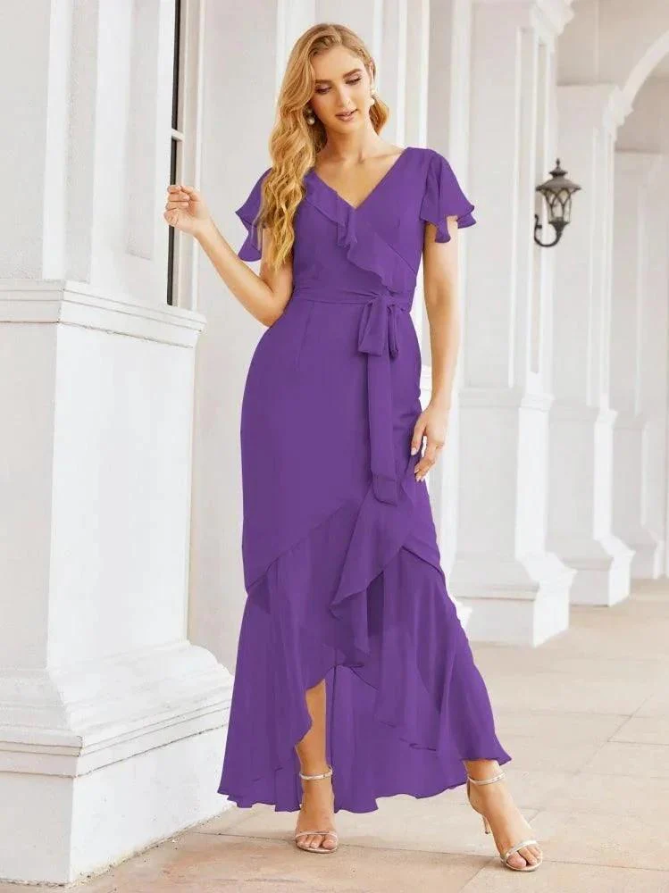 Numbersea Ruffled Bridesmaid Dresses Mermaid Formal Violin Evening Party Prom Gowns 28042 - Image 55