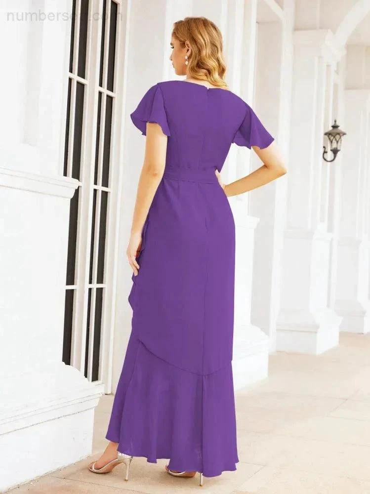 Numbersea Ruffled Bridesmaid Dresses Mermaid Formal Violin Evening Party Prom Gowns 28042 - Image 56