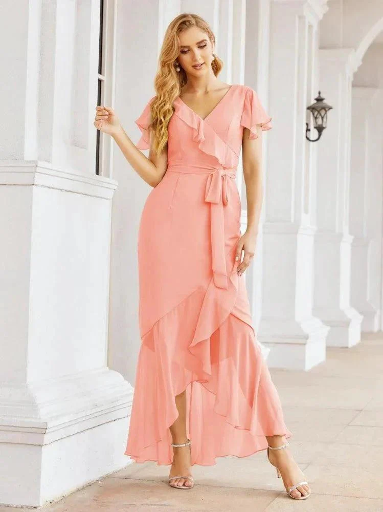Numbersea Ruffled Bridesmaid Dresses Mermaid Formal Violin Evening Party Prom Gowns 28042 - Image 57