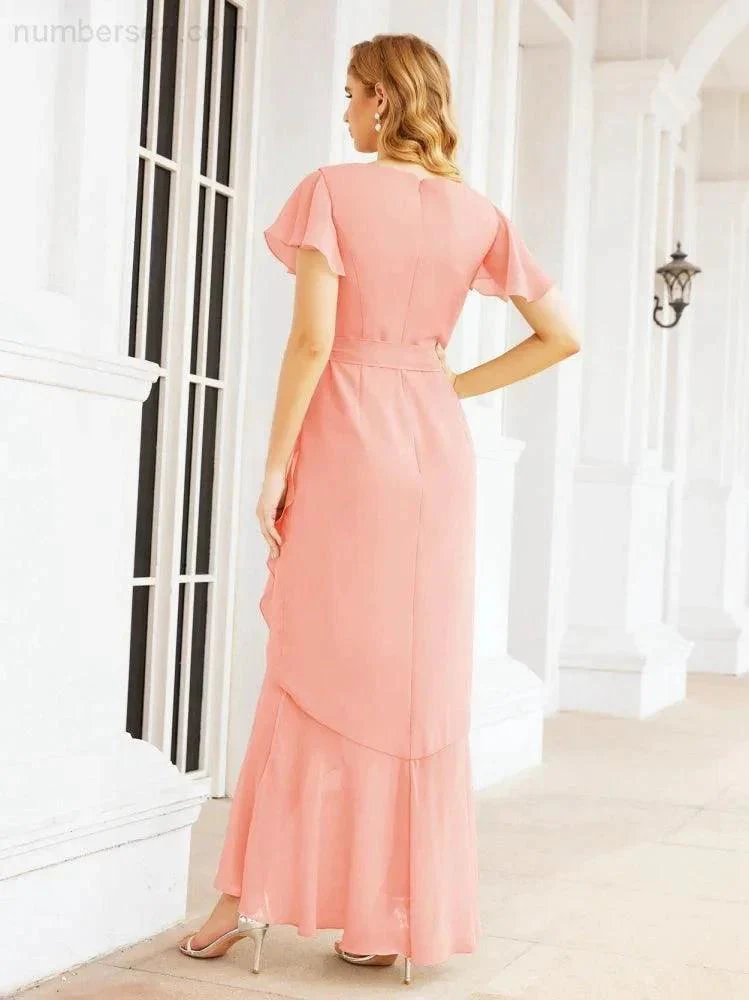 Numbersea Ruffled Bridesmaid Dresses Mermaid Formal Violin Evening Party Prom Gowns 28042 - Image 58