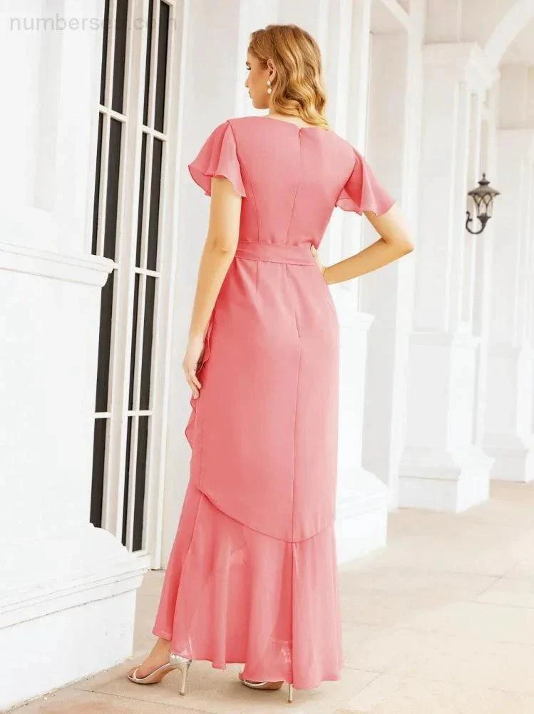 Numbersea Ruffled Bridesmaid Dresses Mermaid Formal Violin Evening Party Prom Gowns 28042 - Image 60